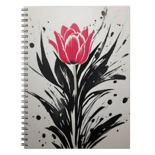 Caderno Espiral Tulipa - Flores aquarela