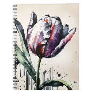 Caderno Espiral Tulipa - Flores em aquarela
