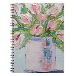 Caderno Espiral Tulipas cor-de-rosa que pintam, arte da tulipa,