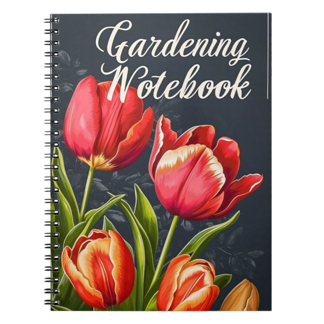 Caderno Espiral Tulipas de jardinagem de vindima (Frente)