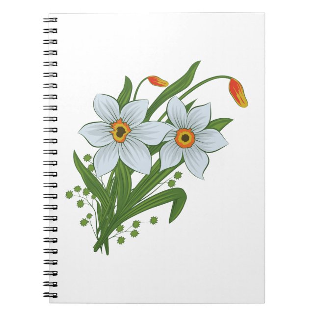Caderno Espiral Tulipas e Flores de Daffodils (Frente)