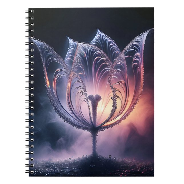 Caderno Espiral Tulipas Iluminadas Com Gotas De Chuva (Frente)