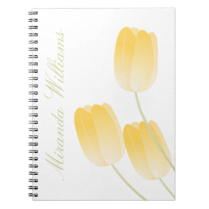 Caderno Espiral Tulipas Primavera amarelas com nome personalizado