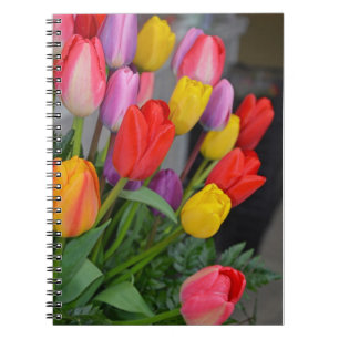 Caderno Espiral Tulipas primavera coloridas