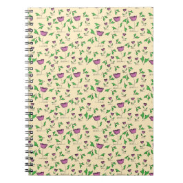 Caderno Espiral Tulipas roxas em fundo amarelo