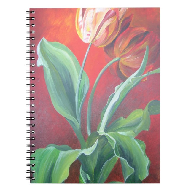 Caderno Espiral Tulipas Vermelhas e Amarelas Artísticas (Frente)