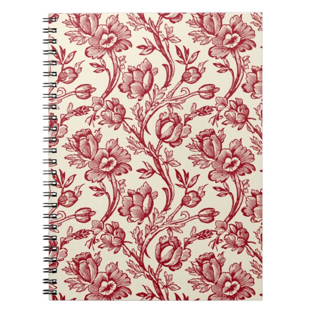 Caderno Espiral Tulipas Vermelhas e Creme Toile - Decor Nacional F (Frente)