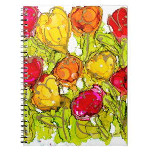 Caderno Espiral Tulipas Vermelhas e Laranja do Notebook Lovitude