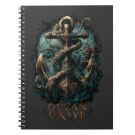 Caderno Espiral Túmulo Oceânico Kraken Âncora Fantasia Sombria
