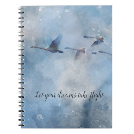 Caderno Espiral Tundra Voadora Swans Artista Azul Foto De Fundo