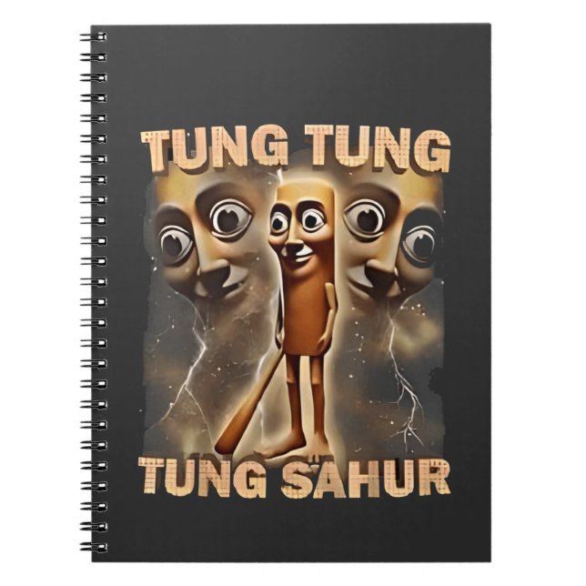 Caderno Espiral Tung tung sahur Brainrot Meme (Frente)