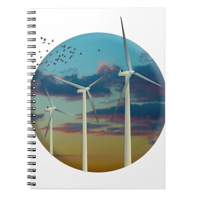 Caderno Espiral Turbinas de vento pintadas pelo céu (Frente)