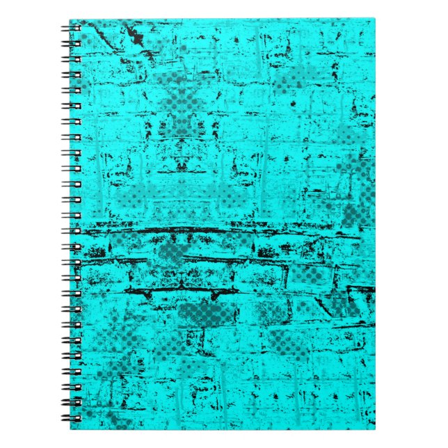 Caderno Espiral Turquesa de cor perfeita. Elementos de meio tom (Frente)