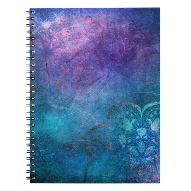 Caderno Espiral Turquesa e Flor de Lotus Elegante Verde (Frente)