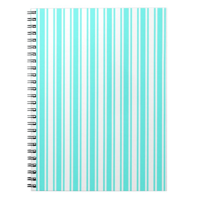 Caderno Espiral Turquesa e listras doces brancas (Frente)