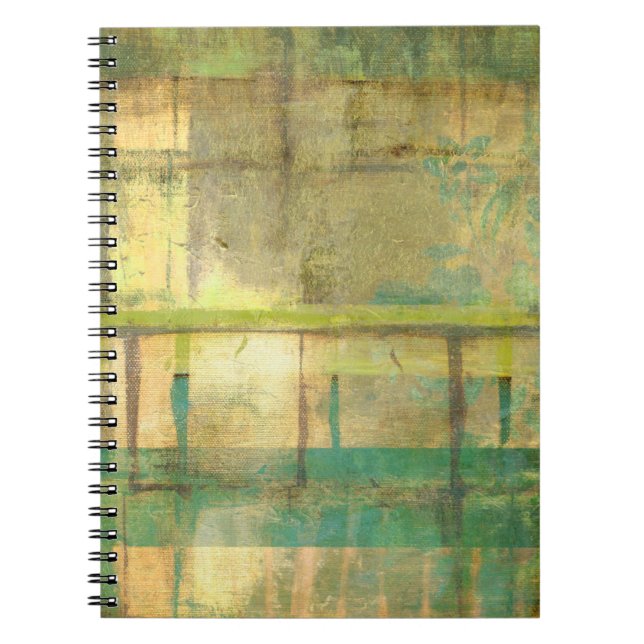 Caderno Espiral Turquesa e pintura de Abstrato verde (Frente)