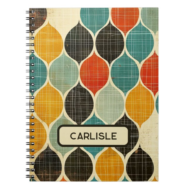 Caderno Espiral Turquesa Moderna do Século Médio Retro Turquesa Br (Frente)