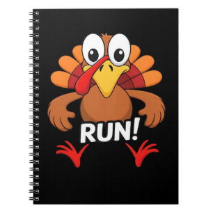 Caderno Espiral Turquia Corre Dia de Ação de Graças Correndo Camis