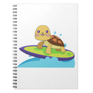 Caderno Espiral Turtle on surfboard