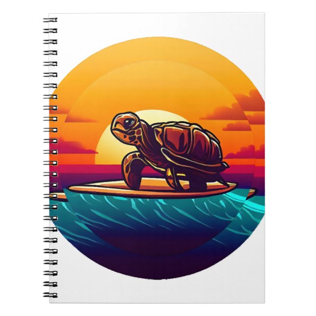 Caderno Espiral Turtle on Surfboard Sunset (Frente)