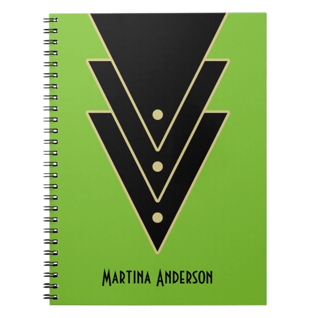 Caderno Espiral Tuxedo Modern Art Deco Personalizado (Frente)