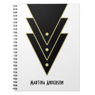 Caderno Espiral Tuxedo Modern Art Deco Personalizado