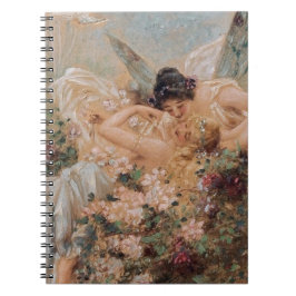 Caderno Espiral Two Fairies Embracing in a Landscape with a Swan