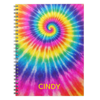 Caderno Espiral Tye-Dye Retro Colorido Personalizado Unisex Adicio