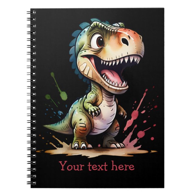 Caderno Espiral Tyrannosaurus Rex Watercolor Splash Personalizado (Frente)