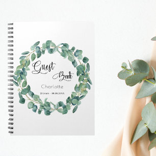 Caderno Espiral Ucalyptus greenery do aniversário do livro convida