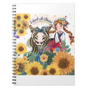 Caderno Espiral Ucrânia apoia Girinas de girassol