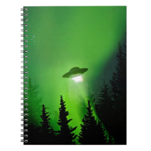 Caderno Espiral UFO com aurora boreal