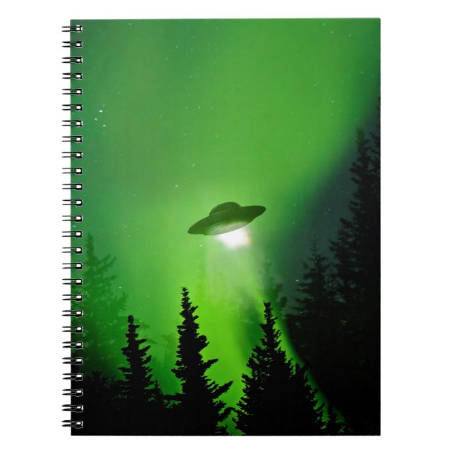 Caderno Espiral UFO com aurora boreal (Frente)