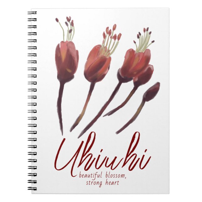 Caderno Espiral Uhiuhi Blossom Rare Native Hawaiian Elegant Floral (Frente)
