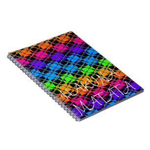 Caderno Espiral Última adorável cor do arco-íris bege design com v