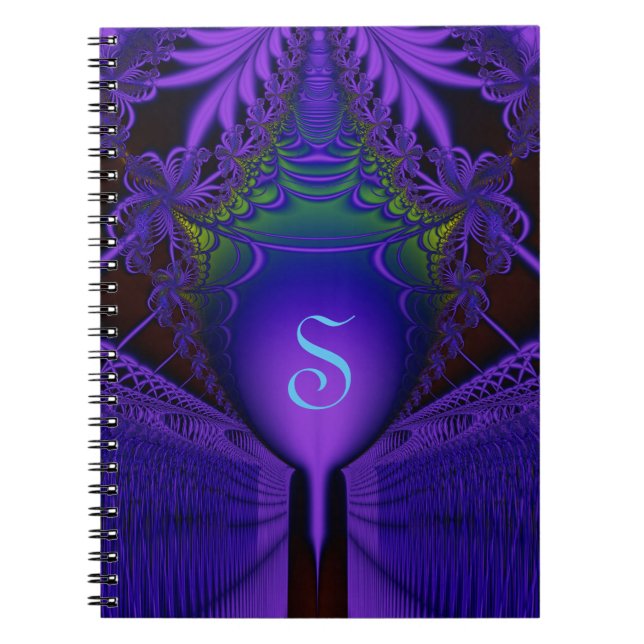 Caderno Espiral Ultraviolet Fractal Shield e Lace Monograma (Frente)