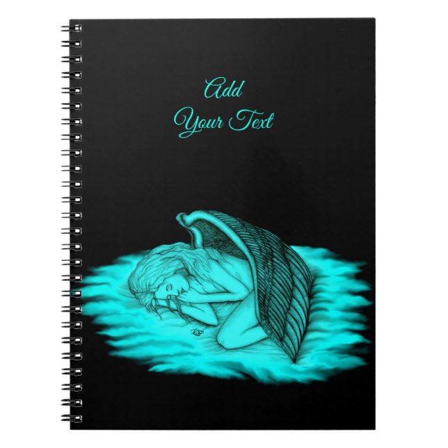 Caderno Espiral Um anjo adormecido, Design preto e verde (Frente)