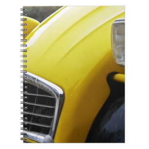 Caderno Espiral Um antigo CV Citroen 2CV preto e amarelo, detalhe