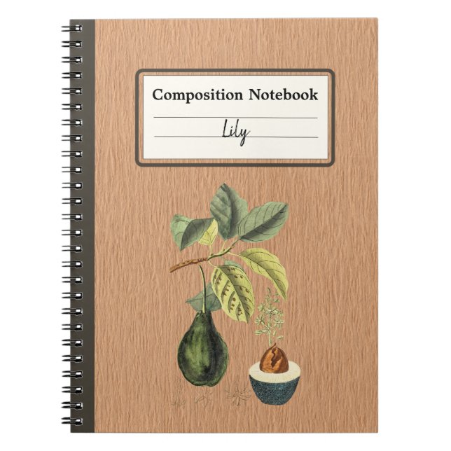 Caderno Espiral Um Avocado em uma Composição Personalizada de Rami (Frente)
