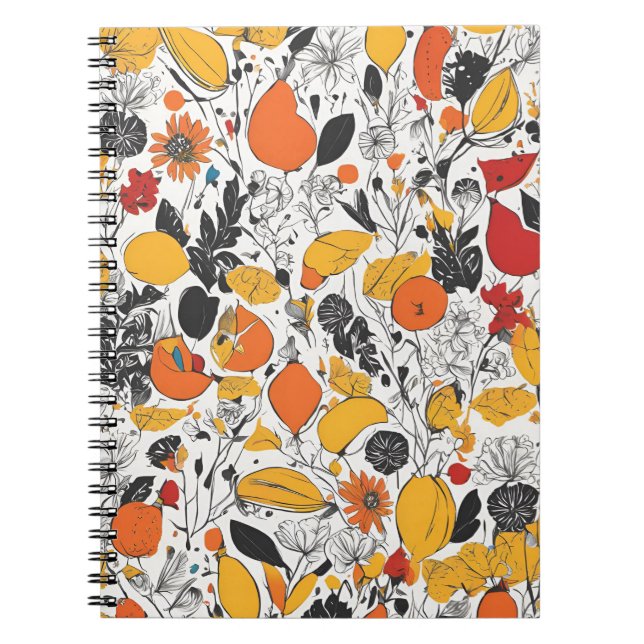 Caderno Espiral Um Bela Notebook Com Arte Botânica Abstrato (Frente)