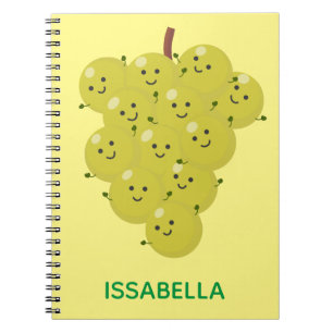 Caderno Espiral Um belo cacho engraçado de desenho animado de uva