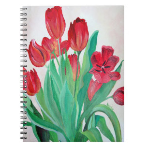 Caderno Espiral Um Buquê de Tulipas Vermelhas