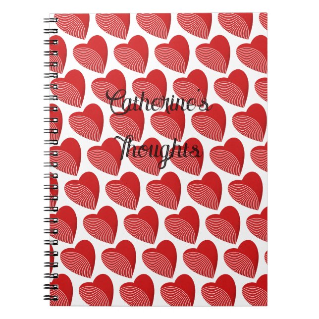 Caderno Espiral Um Coração Vermelho Striped (Frente)