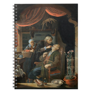 Caderno Espiral Um dentista que examina o dente de um ancião (ól