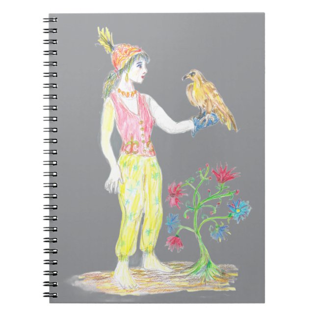 Caderno Espiral Um desenho a lápis de cor de uma mulher (Frente)