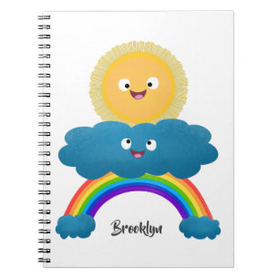 Caderno Espiral Um desenho animado da nuvem-arco-íris, uma nuvem d