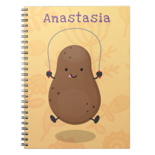 Caderno Espiral Um desenho animado de corda de batata feliz