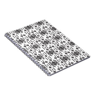 Caderno Espiral Um design monocromático simétrico com intricato
