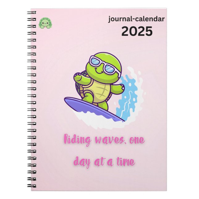 Caderno Espiral Um dia de cada vez - Presentes de tartaruga (Frente)