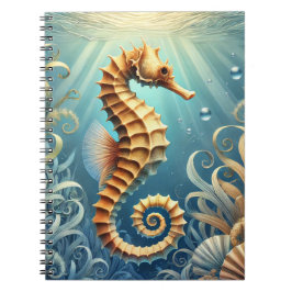 Caderno Espiral Um elegante cavalo marinho nadando debaixo d'água